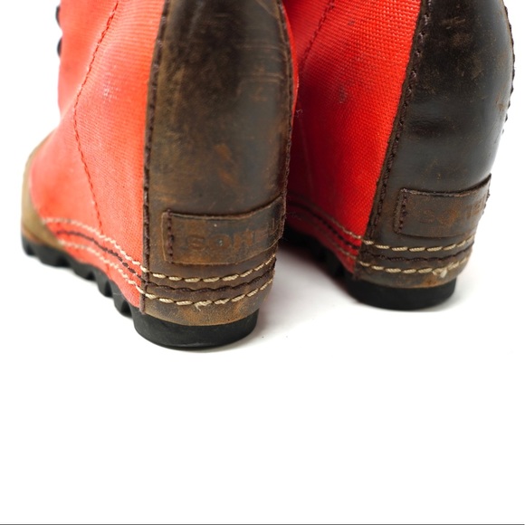 Sorel PDX 1964 Premium Wedge Boots Womens 6 Red Brown Heeled Shoes NL2796-012 - Picture 9 of 10